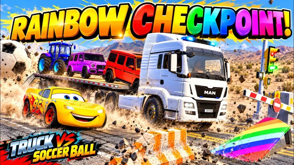Flatbed Truck McQueen Transportation with Giant Pothole | BeamNG Drive Part 31